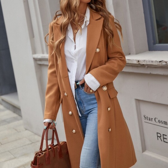 Classic Solid Double Button Minimalist Jacket Coat - Picture 3 of 12